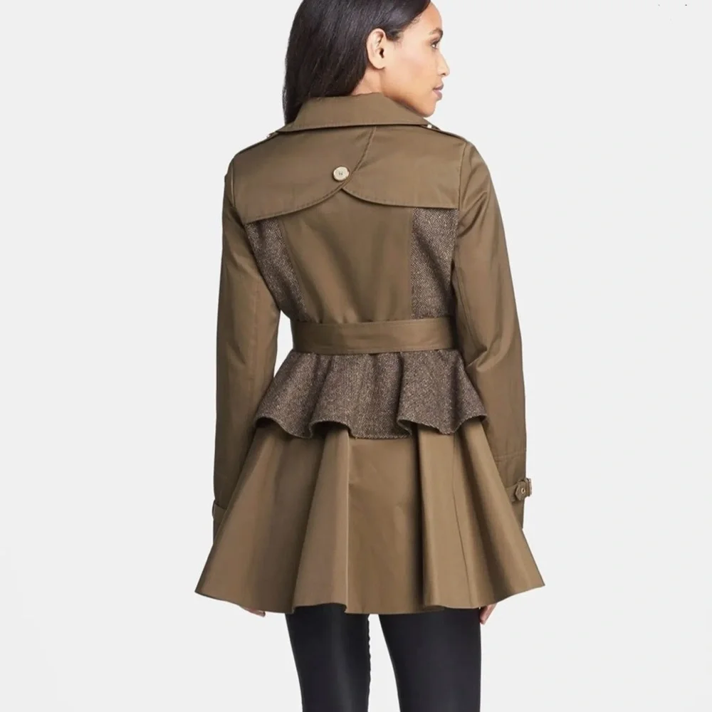 Steve Madden Olive Green Peplum Trench Coat